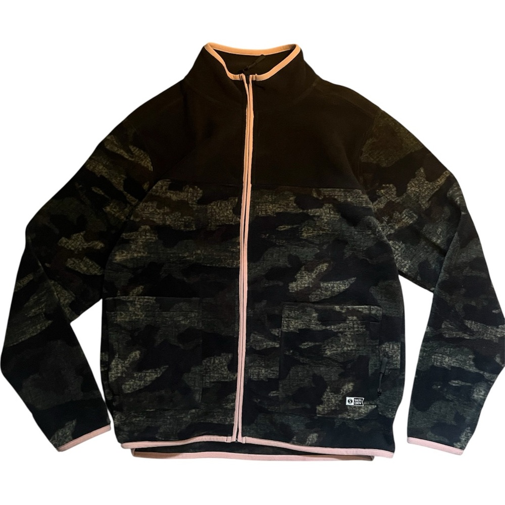NWT y2k camo full zipper fleece sweater